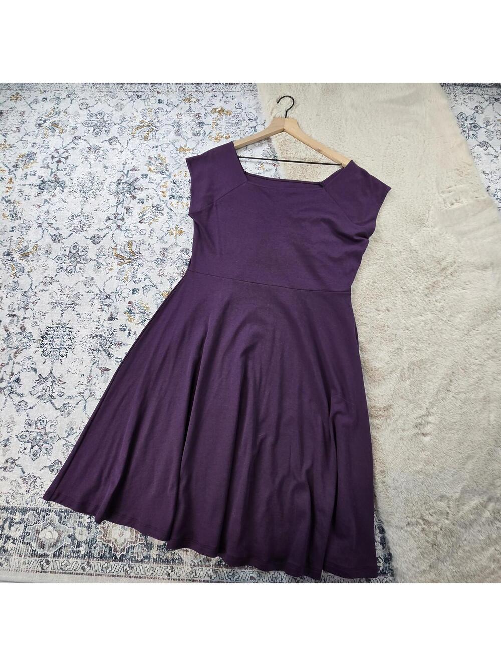 Fair Indigo Women's Organic Ballet Neck Dress Eggplant XL
